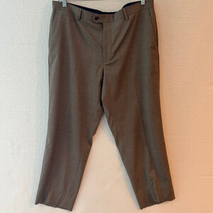 Peter Millar Tan Wool Dress Pants Trousers 38R Navy Trim